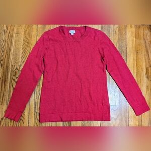 J. Crew Merino Wool Blend Crew Neck Teddie Sweater in Cranberry Punch sz S